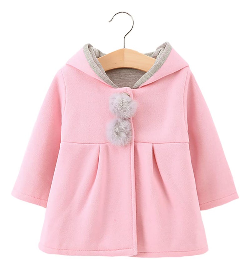 Urtrend Baby Girl's Toddler Winter Coat Jacket Outerwear Ears Hoodie(120,Pink) - Image 3